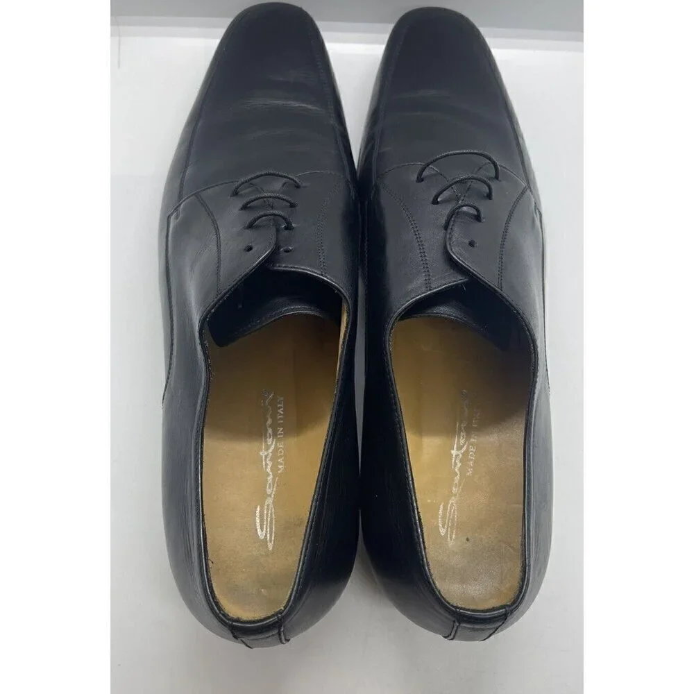 Santoni Men's Size 13D Black Classic Oxford Made in Italy Loafers Shoes 11927